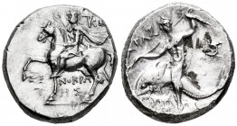 Calabria. Tarentum. Nomos. 240-228 BC. Struck under the magistrates Xenokrates and So... (HN III 1058). (Sng Ans-1258). (Vlasto-957). Anv.: ΞΕ-ΝΟΚΡΑ/Τ...