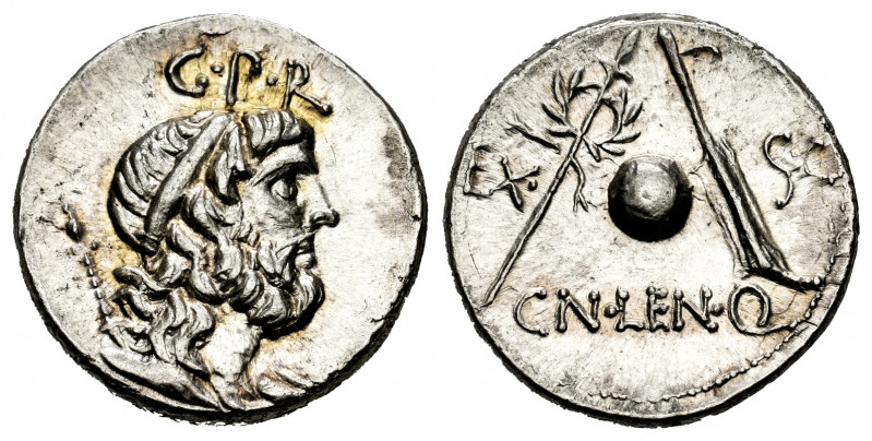 Cornelius. Cn Cornelius Lentulus Marcellinus. Denarius. 76-75 BC. Hispania. (Ffc...