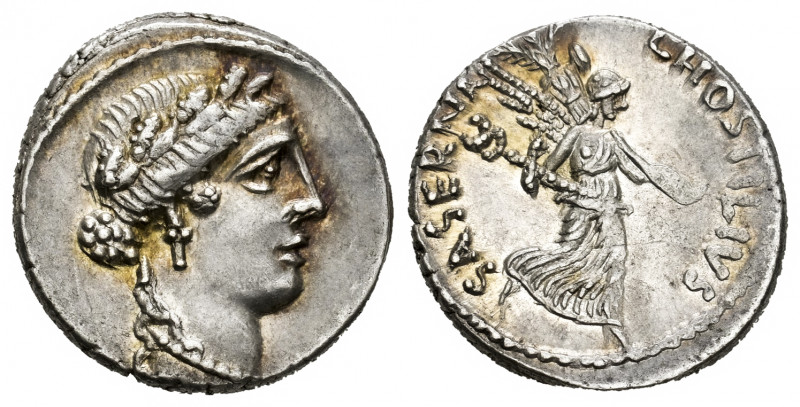 Hostilius. L. Hostilius Saserna. Denarius. 48 BC. Rome. (Ffc-757). (Craw-448/1a)...