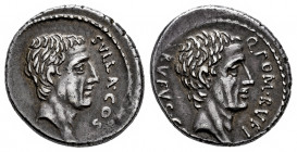 Pompeius. Q. Pompeius Rufus. Denarius. 54 BC. Rome. (Ffc-1024). (Craw-434/1). (Cal-1151). Anv.: SVLLA. COS before bare head of Sulla right. Rev.: Bare...