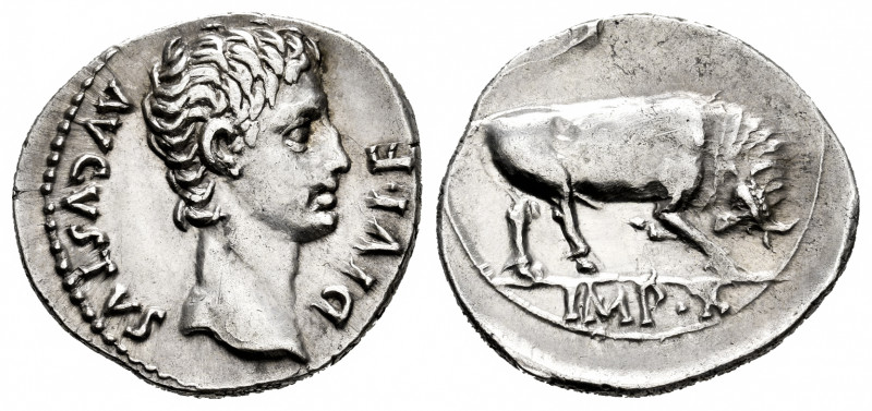 Augustus. Denarius. 15-13 BC. Lugdunum. (Ffc-108). (Ric-167a). (Cal-826). Anv.: ...