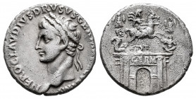Nero Claudius Drusus. Denarius. 41-45 AD. Rome. (Ric-70). (Bmcre-97). (Rsc-2). Anv.: NERO CLAVDIVS DRVSVS GERMANICVS IMP, laureate head left. Rev.: DE...