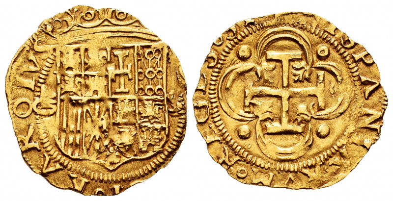 Charles-Joanna (1504-1555). 1 escudo. Sevilla. Monogram GA (Gaspar Hernández). (...