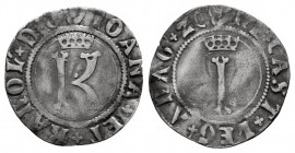 Charles-Joanna (1504-1555). 1/4 real. Antwerpen. (Tauler-35). (Vti-16). (Vanhoudt-219). Ag. 0,71 g. K - I. Karolus and Ioana. Charles I from Spain and...
