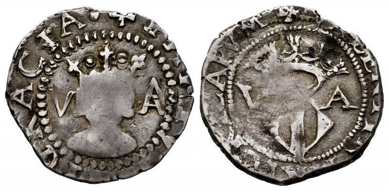 Philip II (1556-1598). 1 real. Valencia. V-A. (Cal-unlisted). (Cru C.G-4264a var...