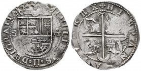 Philip II (1556-1598). 8 reales. Sevilla. (Cal-720). Ag. 27,36 g. "Square d" assayer on reverse. Full legends. Round flan. Scarce in this grade. Almos...