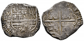 Philip III (1598-1621). 4 reales. (1611-1618). Toledo. V. (Cal-unlisted). Ag. 12,92 g. Assayer's mark V above T. Unpublished assayer's position. VF. E...