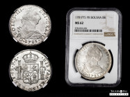 Charles III (1759-1788). 8 reales. 1781. Potosí. PR. (Cal-1180). Ag. Slabbed by NGC as MS 62. NGC-MS. Est...1500,00. 

Spanish Description: Carlos I...