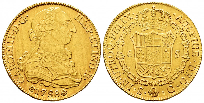 Charles III (1759-1788). 8 escudos. 1788. Sevilla. C. (Cal-2194). Au. 27,01 g. M...