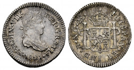 Ferdinand VII (1808-1833). 1/2 real. 1721. Guatemala. M. (Cal-342). Ag. 1,70 g. Soft tone. It retains some minor luster. Scarce in this grade. XF/AU. ...