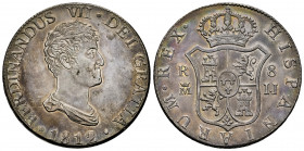 Ferdinand VII (1808-1833). 8 reales. 1812. Madrid. IJ. (Cal-1260). Ag. 27,02 g. Minimal planchet flaw on obverse. Beautiful slightly iridescent patina...