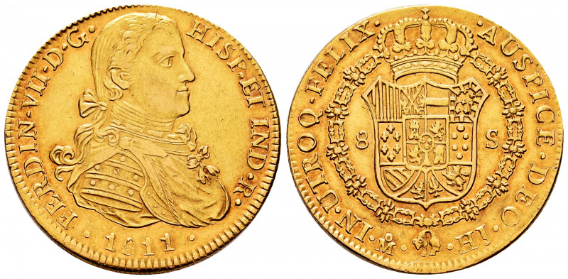 Ferdinand VII (1808-1833). 8 escudos. 1811/0. Mexico. HJ. (Cal-1784). (Cal onza-...