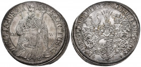 Germany. Wurzburg. Johann Gottfried II (1684-1698). 1 thaler. 1693. IM-W. (Km-205). (Dav-5993). Ag. 28,98 g. A good sample. Toned. This coin is exempt...