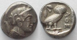 ATTICA. Athens, AR Drachm 454-404 BC, Athena head / Owl without crescent, XF!