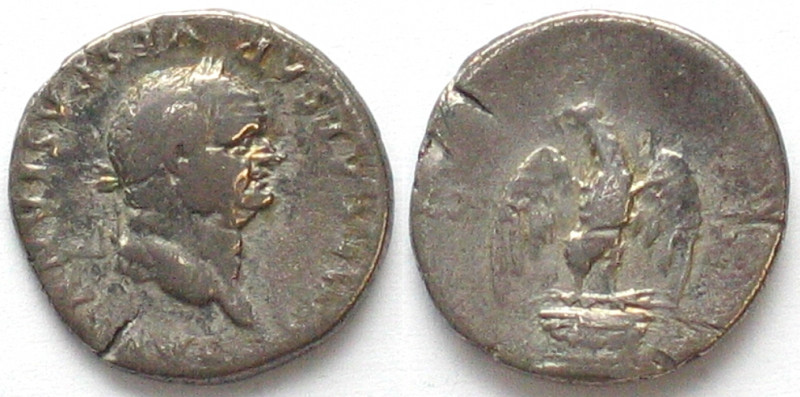 VESPASIAN. AR Denarius, AD 76, eagle, Rome mint
Weight: 3g, RIC 847