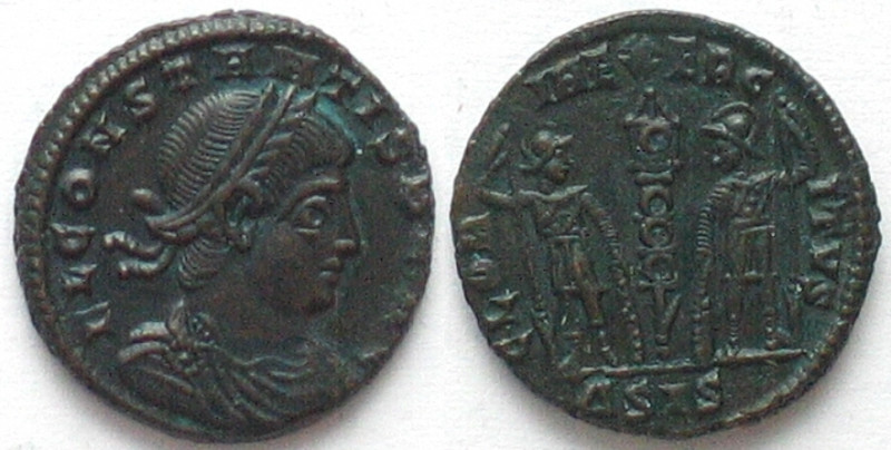 CONSTANS. As Caesar, AE Minutus, 16mm, AD 335-337, Siscia mint, UNC-
Weight: 1....