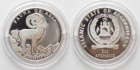 AFGHANISTAN. 500 Afghanis 1998, Fauna of Asia, Marco Polo Sheep (with "Deer" error), mintage: 100 pcs. only!