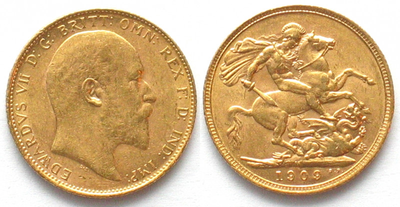 AUSTRALIA. Sovereign 1909 M, Melbourne mint, EDWARD VII, gold UNC-!
KM # 15, Go...