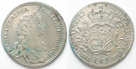 AUSTRIA. 1/4 Thaler 1742, Hall mint, Maria Theresia, silver, AU!