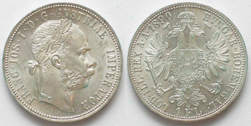AUSTRIA. 1 Florin 1890, Franz Joseph I, silver, UNC
HAUS HABSBURG. K.u.K. 1 Gul...