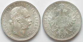 AUSTRIA. 1 Florin 1890, Franz Joseph I, silver, UNC