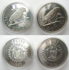 BELIZE. 10 Dollars 1982 FM, Amazon Parrot, Cu-Ni Prooflike and silver Proof (2).