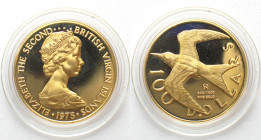 BRITISH VIRGIN ISLANDS. 100 Dollars 1975, Swallow, gold, Proof