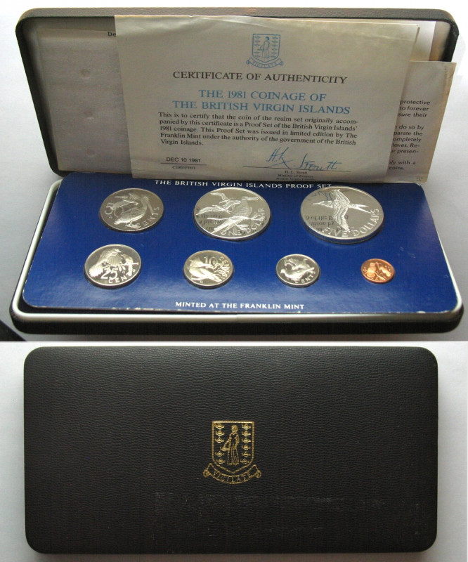 BRITISH VIRGIN ISLANDS. 1981 PROOF SET, with 2 x silver
KM # PS11. Mintage: 1,1...