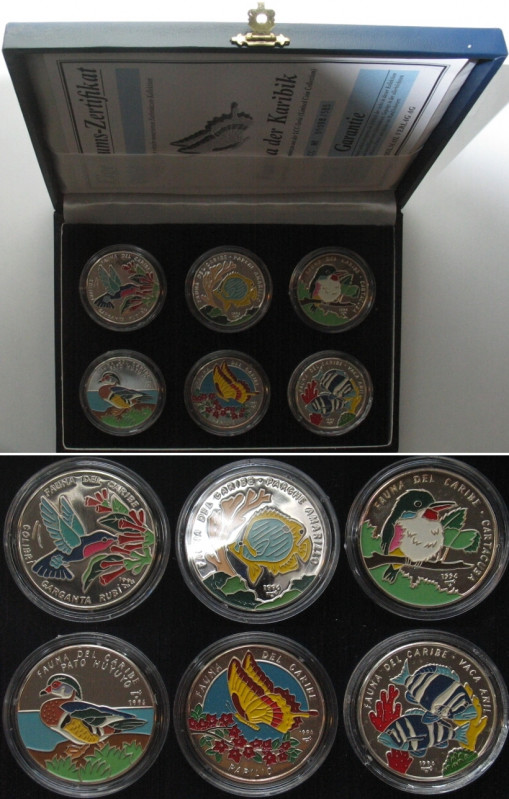 CUBA. Set 6 x 20 Pesos 1996, Caribbean Fauna, silver, multicolor
Silver 240.00 ...