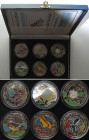 CUBA. Set 6 x 20 Pesos 1996, Caribbean Fauna, silver, multicolor