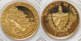 CUBA. 5 Pesos 2005, Wonders of the Ancient World, Hanging Gardens of Babylon, gold 1/25oz, Proof