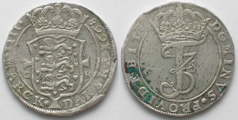 DENMARK. Krone 1668, Copenhagen mint, Frederik III, silver, XF-!
KM 299.1, Dav....