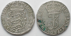 DENMARK. Krone 1668, Copenhagen mint, Frederik III, silver, XF-!