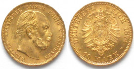 PRUSSIA, 10 Mark 1874 A, Wilhelm I, gold, first year issue, early strike, BU!