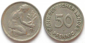 GERMANY. Federal Republic, 50 Pfennig (1949) F, no date mint error, Cu-Ni, aXF