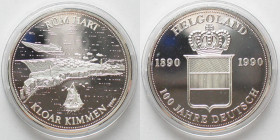 GERMANY. Federal Republic, Medal 1990, 100 YEARS GERMAN HELGOLAND, silver, 40mm, Proof