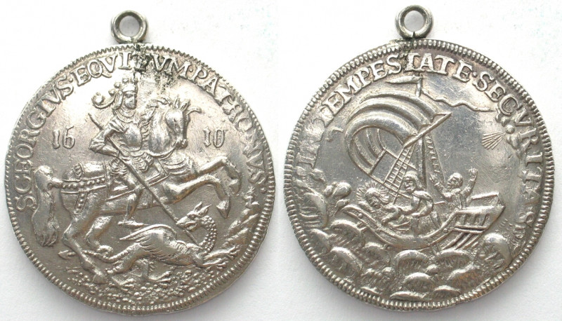 HUNGARY. St. George Thaler 1610, silver, XF!
Huszàr 57. Weight: 29.5g. Size: 43...