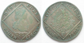 HUNGARY. 30 Krajczar 1742 KB, Maria Theresia, square design, silver, rare! VF+