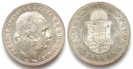 HUNGARY. 1 Forint 1890 KB, Franz Joseph I, silver, UNC!