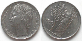 ITALY. 100 Lire 1971, steel, 25° die rotation mint error, UNC-, scarce!