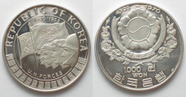 SOUTH KOREA. 1000 Won 1970, U.N. Forces, silver, Proof, rare!