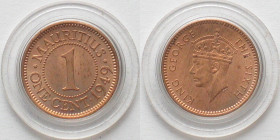 MAURITIUS. 1 Cent 1949, George VI, bronze, Proof