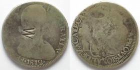 MEXICO. War of Independence. Royalist. ZACATECAS. 8 Reales 1812, Fernando VII, silver, F, countermarked