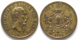 MEXICO. Empire, Brass token at Maximilian's death 1867, XF