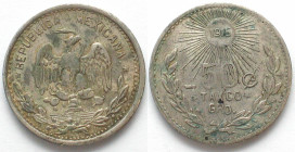 MEXICO. Revolutionary, Guerrero, 50 Centavos 1915, silver, XF