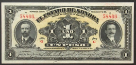 MEXICO. Revolutionary. Sonora, 1 Peso 1.1.1915, Series G, UNC!