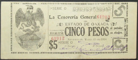 MEXICO. Revolutionary. Oaxaca, 5 Pesos 15.3.1916, UNC-!