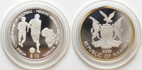 NAMIBIA. 10 $ 2009, Football World Championship, Nelson Mandela Bay, silver, Proof