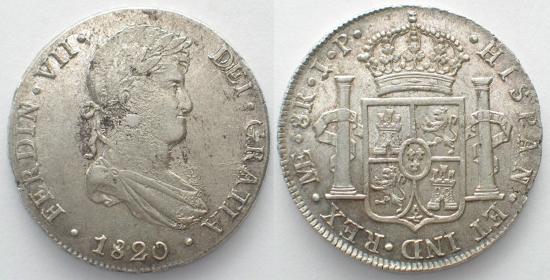 PERU. 8 Reales 1821 LIMAE JP, Fernando VII, silver, UNC-!
KM # 117.1.