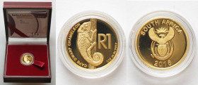SOUTH AFRICA. 1 Rand 2016, Reptiles of South Africa, Cape Dwarf Chameleon, gold, Proof, rare!